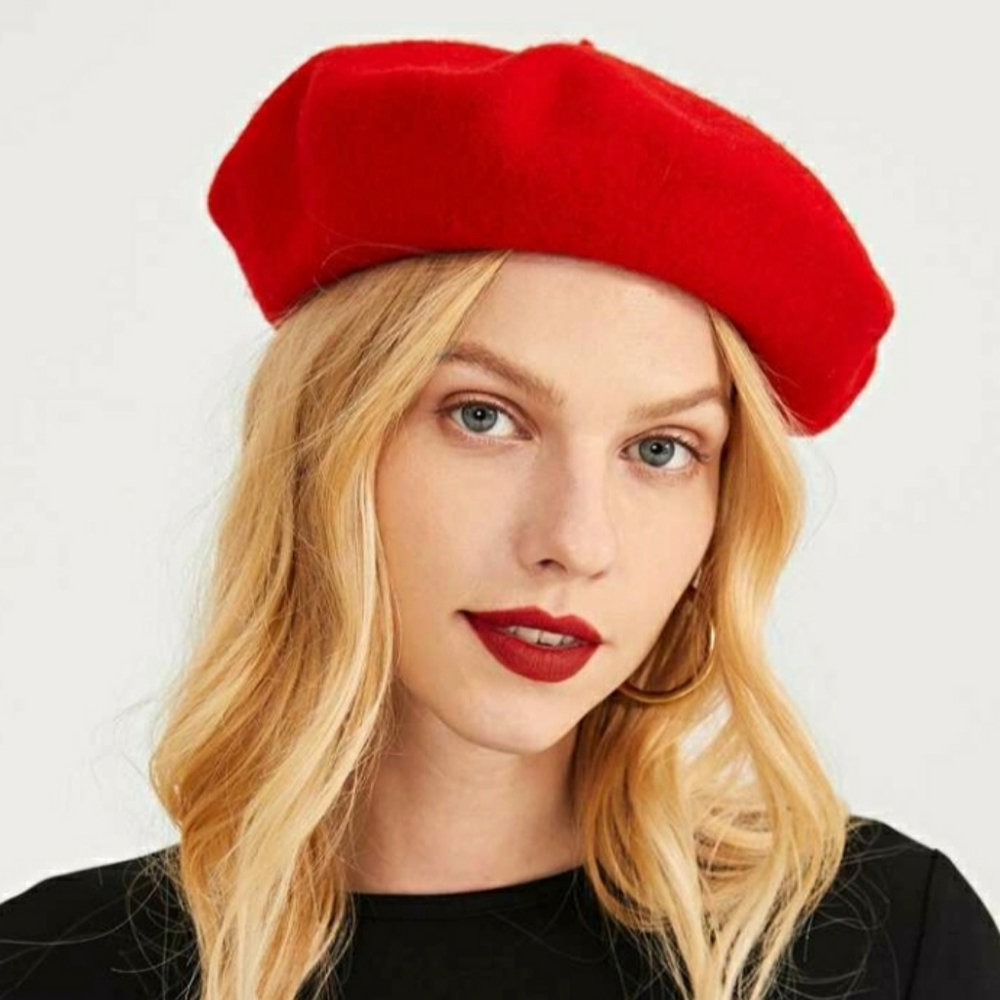 Bright red beret made in canada